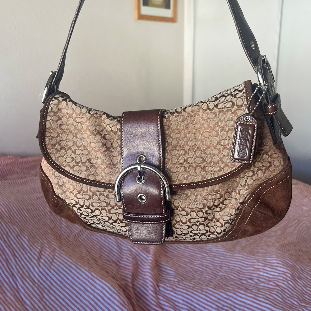 SOLD Coach Soho Shoulder Bag brown Jacquard leather and suede
